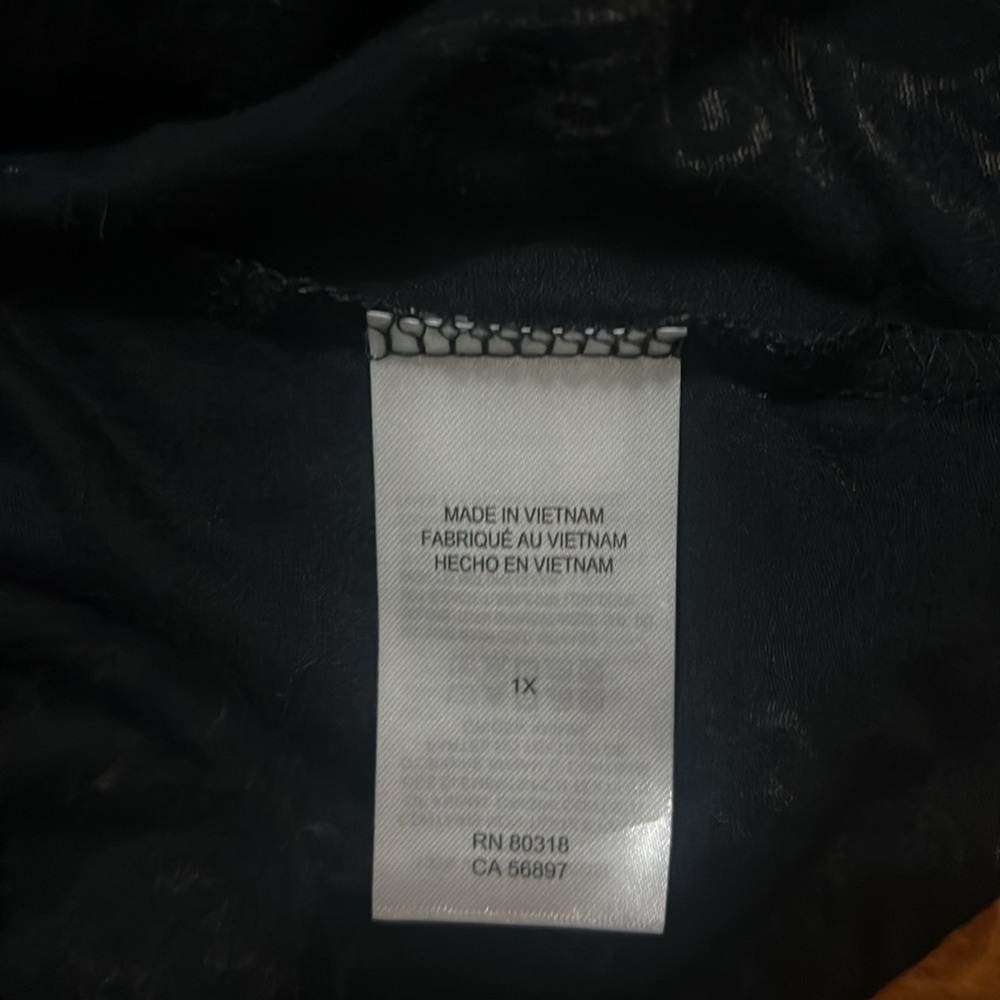 Lucky Brand Black & Tan Boho Peasant Blouse Size 1X 3/4 Sleeve Keyhole Festival - Picture 10 of 12